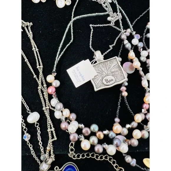 Lia Sophia Silver & Gold Tone Necklace, Bracelet & Earring Lot Of 35 - Picture 8 of 16